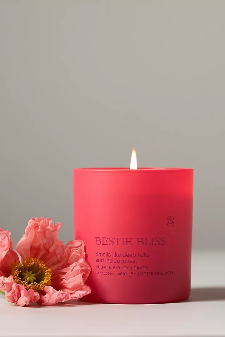 Violet Leaves Glass Candle