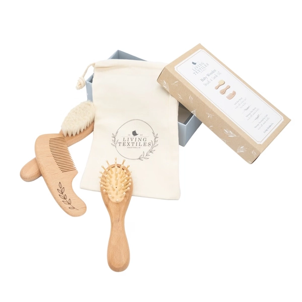 Living Textiles 3 Piece Set Baby Brushes Cuddly Bear