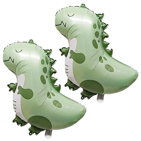 2PCS Matte Dinosaur Animal Balloons Cute inflatable dinosaur Foil Balloons for Dinosaur themed Birthday Party Baby Shower Decoration Kids Jungle Theme Birthday Party Supplies Decor - Green Dinosaur