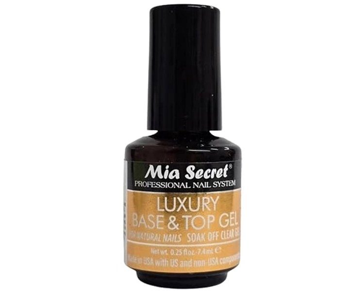Mia Secret Luxury Base and gel top coat for gel nail polish, 15 ml - Clear gel nail polish - High gloss top coat for gel polish - Base coat for Gelux gel polish