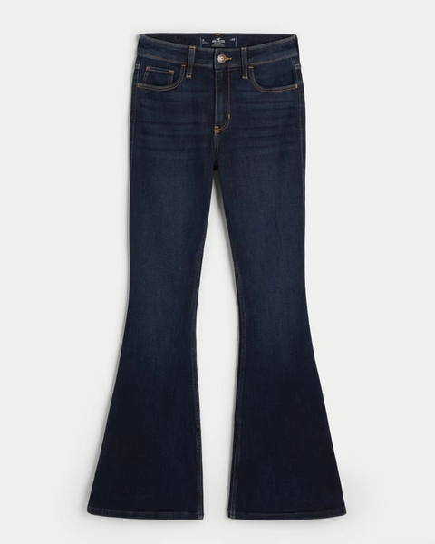 Women's High-Rise Dark Wash Flare Jeans | Women's Bottoms | HollisterCo.com