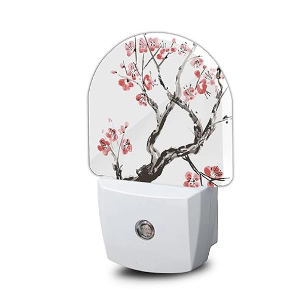 YESPOAK Vintage Cherry Blossom Tree Dusk to Dawn Night Light, Auto Sensor Lamp Home Indoor Stairway Kitchen Corridor, Night Lights Plug Into Wall Decor, Boys Girls Women Men Room Gifts