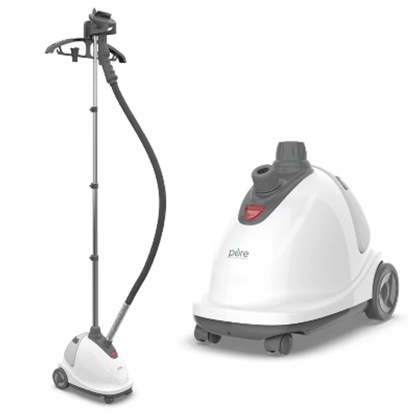 Pure Enrichment PureSteam XL Standing Steamer with Garment Hanger for 1 Hour of Continuous Steaming - White: Clothes Steamer, 1500W