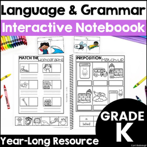 Kindergarten Language Skills and Grammar Review Worksheets Interactive Notebook