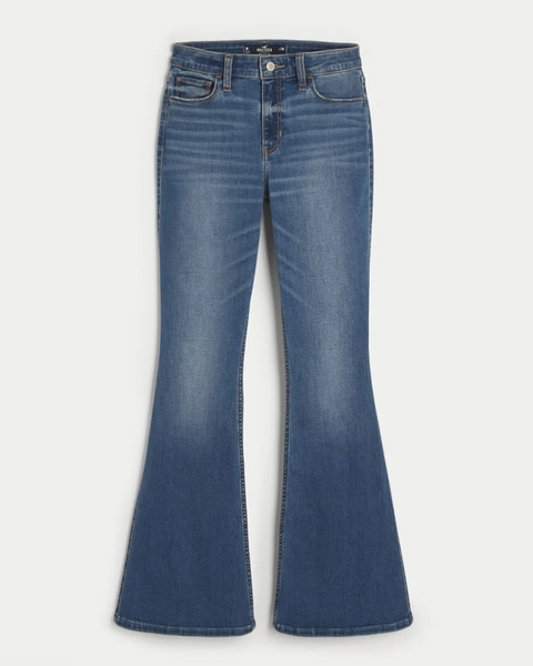 Women's High-Rise Medium Wash Flare Jeans | Women's Bottoms | HollisterCo.com
