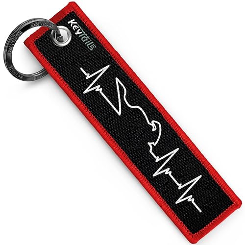 KEYTAILS Keychains, Premium Quality Key Tag for Motorcycle, Car, Scooter, ATV, UTV [Sportbike - Heartbeat] - Red - Sportbike