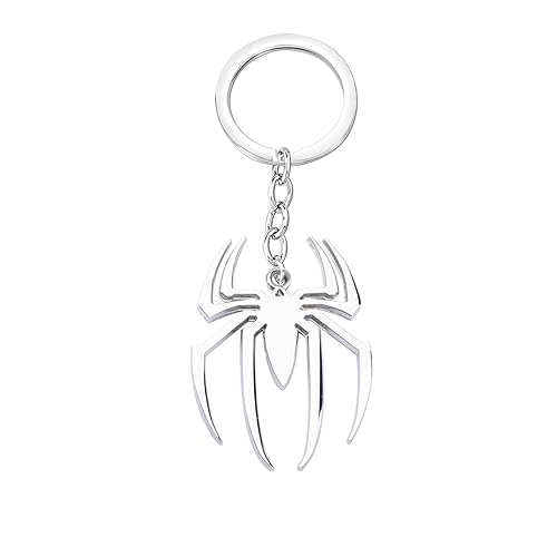 FUSTMW Spider Keychain Super Inspired Hero Gifts Spider Jewelry Gifts for TV Movie Fans Halloween Spider Gifts - Silver Spider