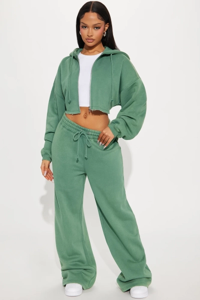 On The Go Fleece Pant Set - Green