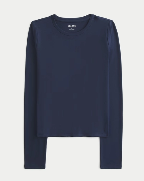 Seamless Fabric Long-Sleeve Crew Top