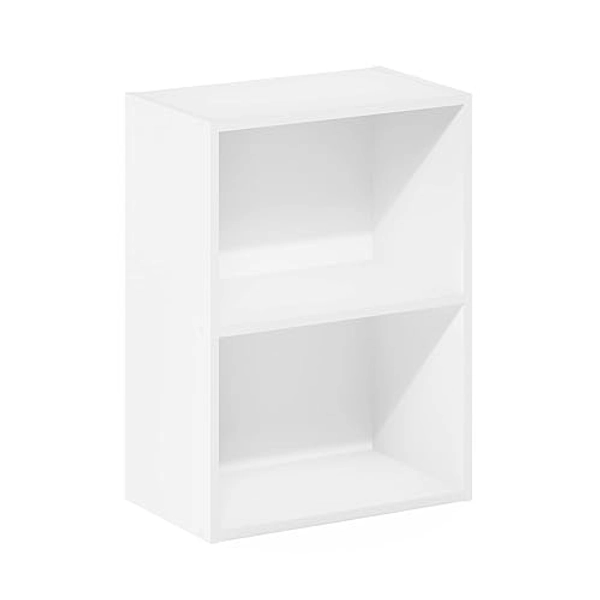 Furinno Luder Bookcase / Book / Storage, 2-Tier, White - White - 2-Tier