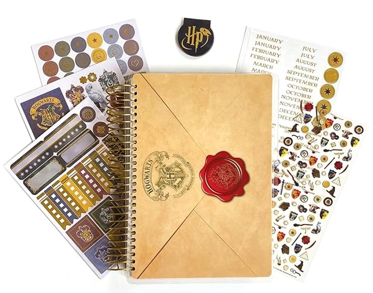 Paper House Productions Harry Potter Hogwarts Letter 12 Month Undated 7.5" Planner Set with Month and Event Flag Stickers and More! - Hogwarts Letter - 7.5" Planner Boxed Set