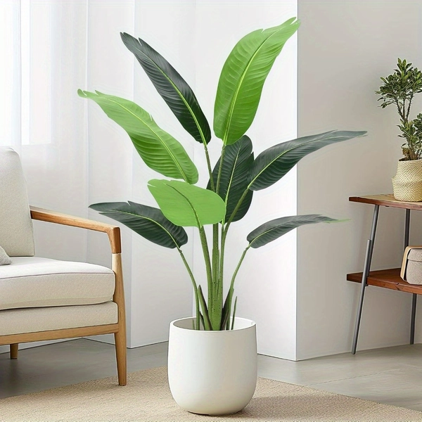 [Tropical Bird Plant] 4 Feet Green Tropical Bird of Paradise Artificial Plant | Faux Bird Paradise Plant for Indoor Home Living Room and Offices Decoration