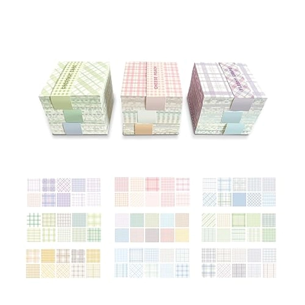 TANG QIRA 9 Pack Non-Sticky Notes,Aesthetic Blank Memo,Scrapbook Supplies Lattice Element Cube Not Sticky Origami Paper, Paper Note Pads Memo for Office Home Notebook Supplies,1800 Sheets,3 x 3 Inch.