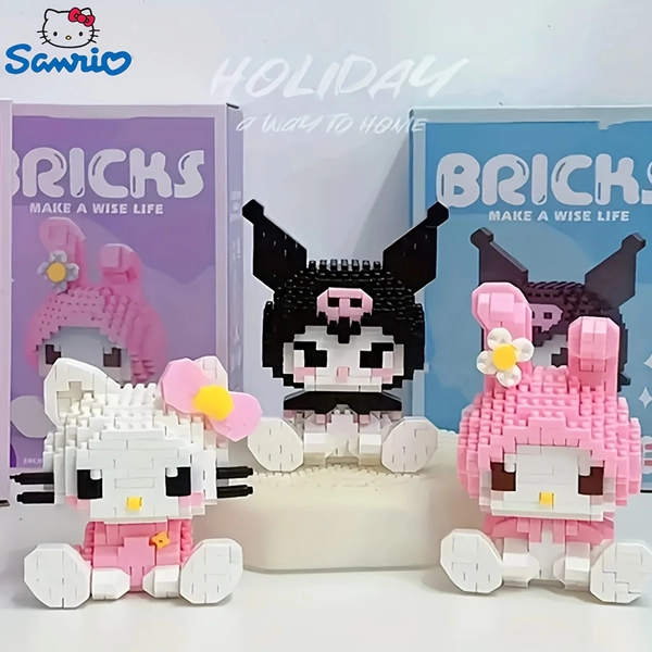 Sanrio Hello Kitty Mini Building Blocks Desktop Decorations, for Kuromi Cinnamoroll Design Creative Birthday & Christmas Gifts, Decorations For Home, Durable Collectibles, Party Toy Gift Box, Kids Toys