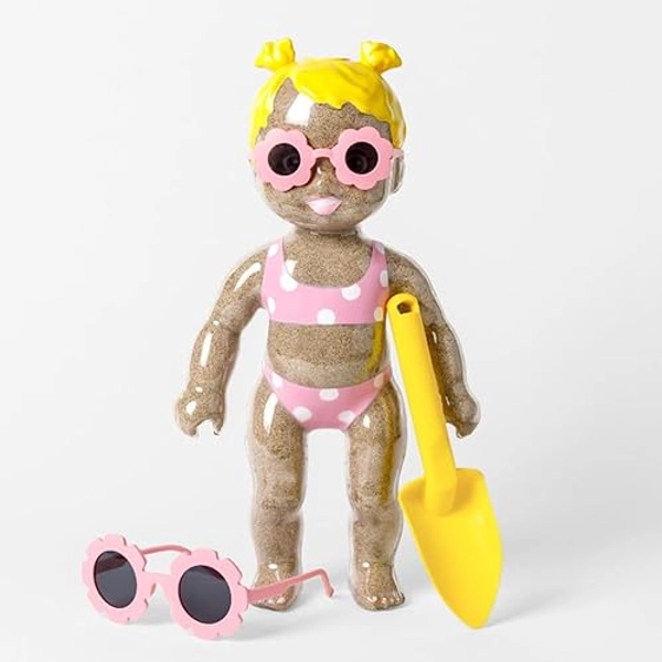 Sandy Beach Doll Waterproof Clear, Fill with Sand for Swimming, Toddler Bath, Montessori Toy Gift for Water, Beach, Pool, Playground (Soft Pink) - Soft Pink