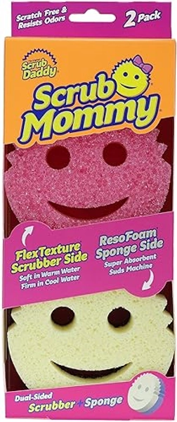 Scrub Daddy Scrub Mommy Putzschwamm, Topfreiniger Küchenschwämme, Putzmittel mit Texturveränderung, kratzfreier Spülschwamm, geruchsresistenter Smiley Schwamm, Geschirrschwamm - 2er-Pack Rosa - Rosa - 2er Pack