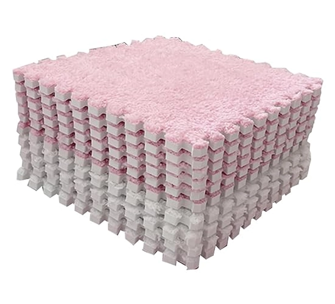 Interlocking Plush Foam Floor Mat Soft Color Blocking Rug for Bedroom, 10pcs Puzzle Foam Mat Prevent Slip for Baby, Coral Fleece Material (#3) - #3
