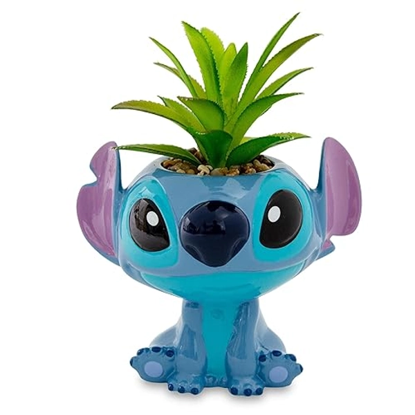 Toynk Disney Lilo & Stitch Full Body 5-Inch Ceramic Planter with Artificial Succulent - Lilo & Stitch