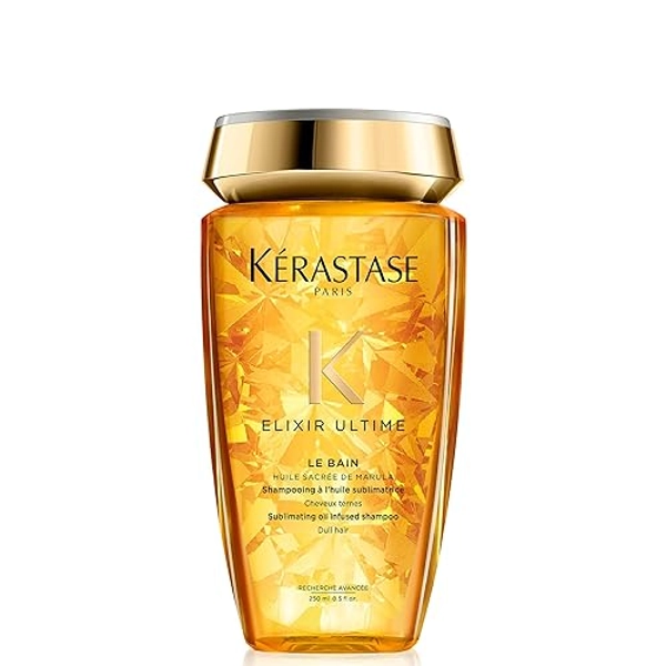 Kerastase Elixir Ultime Oil-infused Shine Shampoo | For Dull, Dry Hair | Softens and Restores Shine | With Argan Oil, Camellia Oil & Marula Oil | Le Bain | 8.5 Fl Oz
