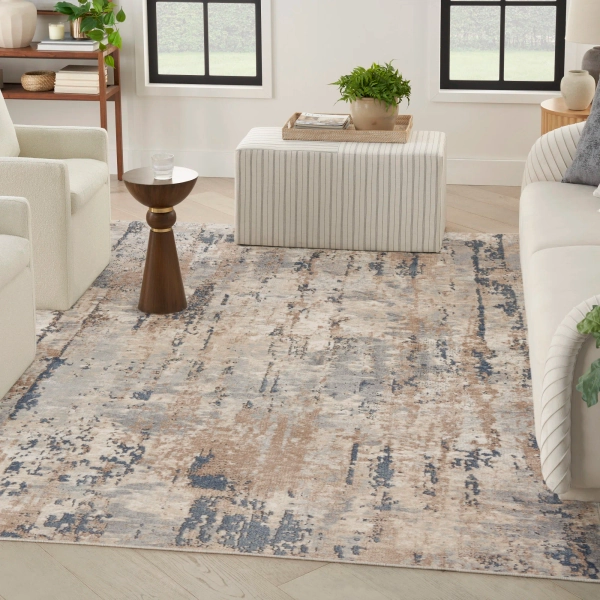 Addie Abstract Modern Machine Woven Area Rug in Beige/Gray