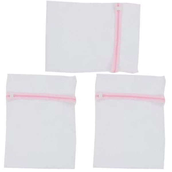 Unique Bargains Household Mesh Zippered Washing Bags White 15.7 x 11.8" 3 Pcs