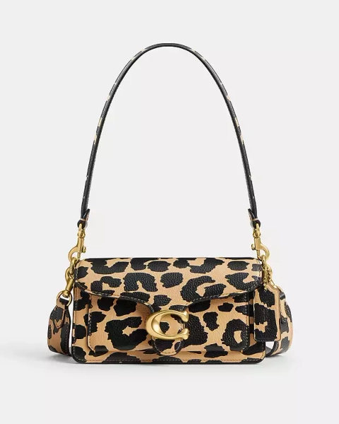 Brass/Leopard Tabby Shoulder Bag 20 With Leopard Print