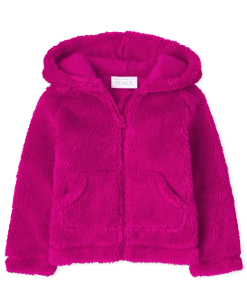 Baby And Toddler Girls Sherpa Zip-Up Hoodie - Pink