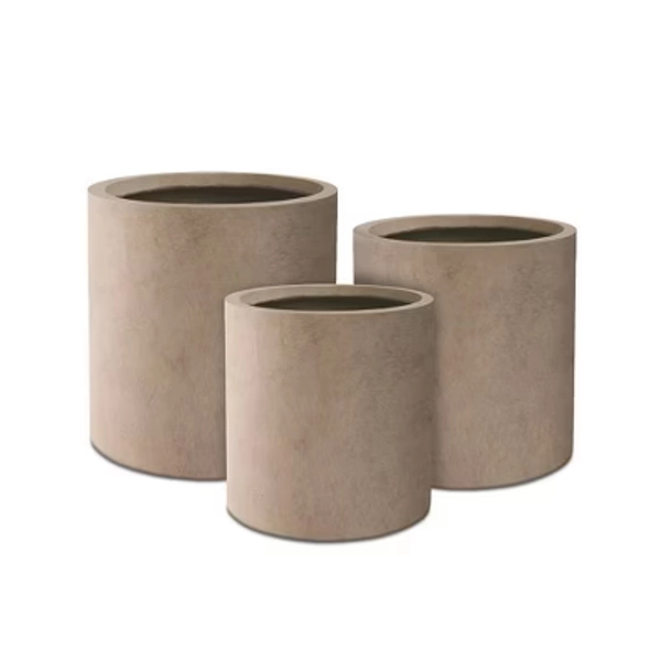 Rosemead Home & Garden 3pc Concrete Outdoor Planter Pots Beige