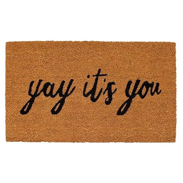Calloway Mills AZ106051729 Yay It's You Doormat, 17" x 29", Natural/Black