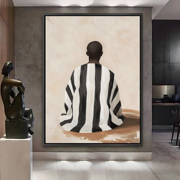 African Ethnic Oil Painting , Ethnic Art Print , Afrocentric Wall Art , Traditional African Art , Black Art Prints , Extra large wall art