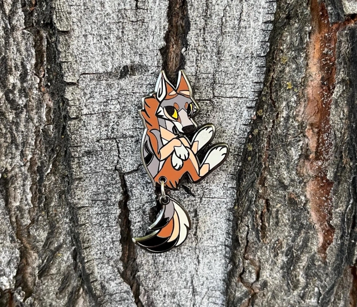 Coyote with Hanging Tail Hard Enamel Pin