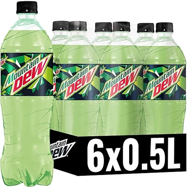 Mountain Dew Regular, Koffeinhaltige Limonade mit Lemon-Lime-Geschmack, das Kultgetränk aus den USA EINWEG (6 x 0.5 l) - 500 ml (6er Pack)