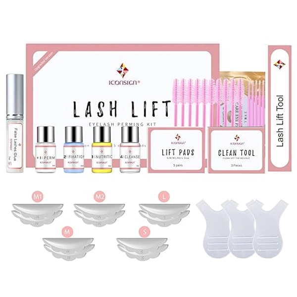 ICONSIGN 2025 Upgraded Lash Lift Kit, Professional Semi-Permanent Curling Eyelash Perm Kit Suitable for Salon & Home Use