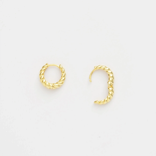 Dainty Croissant Twist Hoop Earrings – 10mm Gold Filled | Small Huggie Hoops | Tarnish-Resistant, Hypoallergenic | Minimalist Earrings