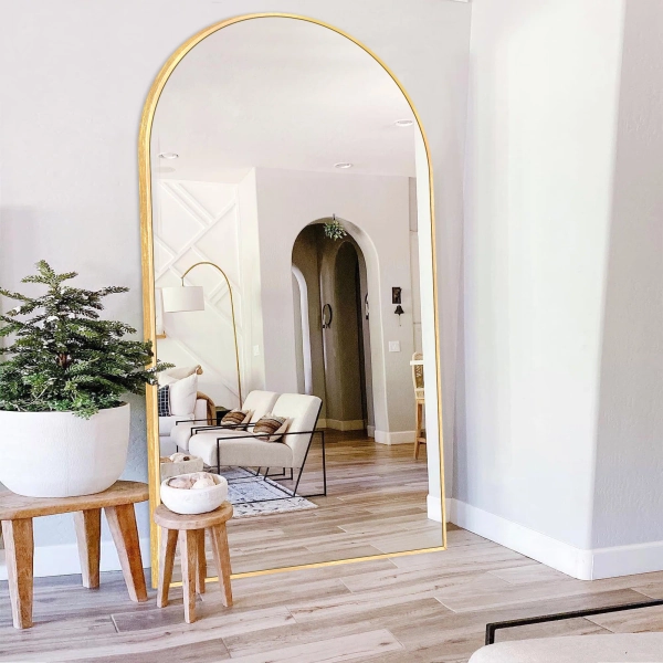 Latitude Run® Malesha Modern Arched Full Length Metal Floor Mirror Standing Mirror "& Reviews" | Wayfair