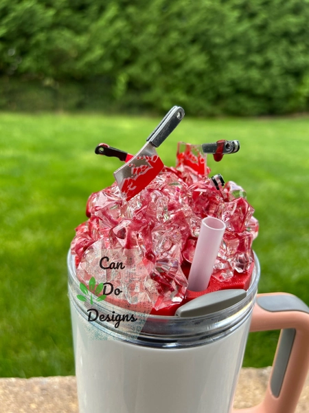 Horror bloody knives Halloween Lid for 40oz or 20/30oz Stanley  Tumbler lid H2.0; 3D Topper ONLY Lid NOT included;  Hot NEW favorite