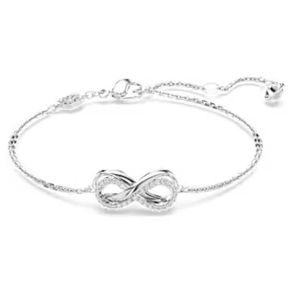 Hyperbola bracelet, Infinity, White, Rhodium plated
