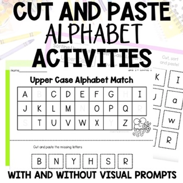 Cut and Paste Worksheets - Upper and Lower Case Letters. No Prep Activities