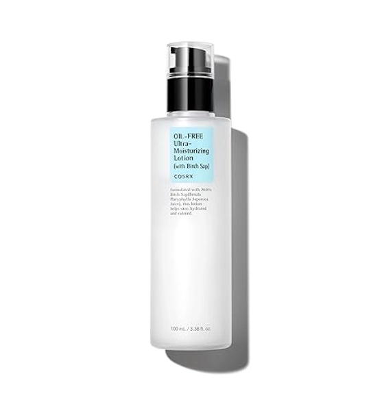 COSRX Oil Free Lotion with Birch Sap, Daily Acne Facial Moisturizer, Hydrating Moisturizer for All Skin Types, Korean Skin Care, Paraben free, 3.38 fl.oz / 100ml - No Artificial Fragrance - 3.38 Fl Oz (Pack of 1)