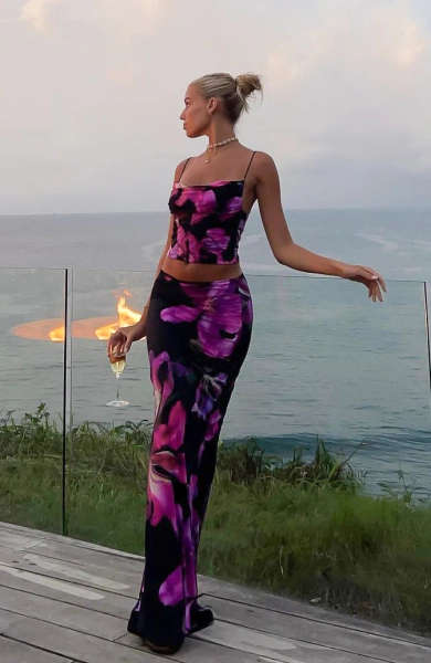 Sweet Salutations Maxi Skirt Purple Haze | XXS
