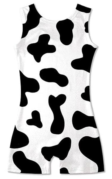uideazone Gymnastics Leotard for Girls Biketards Sparkly Tank Ballet Unitard with Shorts Quick Dry One-Piece Outfits 2-9Years - Black-white 