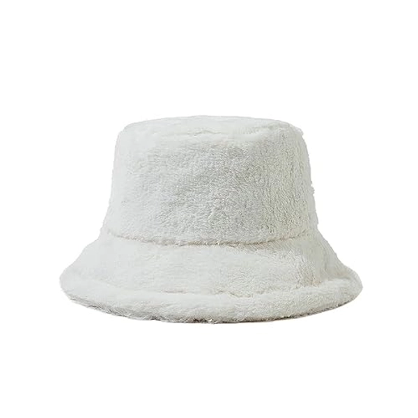 OneChance Damen Warme Wintermütze,Plüschmütze für Damen,Dick und Weich Eimermütze für Outdoor Aktivitäten - Weiß