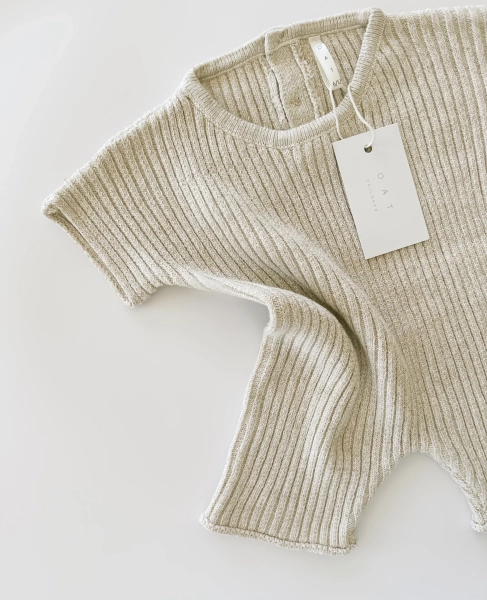 Oatmeal Ribbed Knit Tee Playsuit | 2/3 year