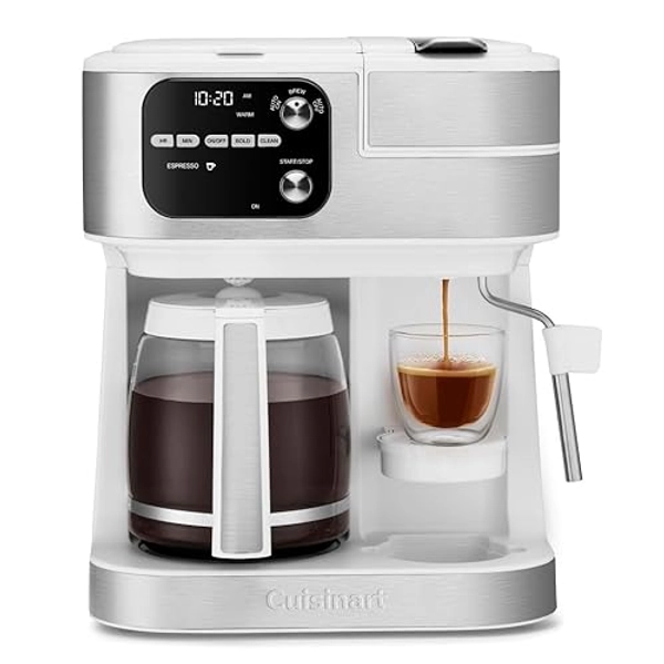 Cuisinart Coffee Maker Barista System, Coffee Center 4-In-1 Coffee Machine, Single-Serve Coffee, Espresso & Nespresso Capsule Compatible, 12-Cup Carafe, White, SS-4N1W - White