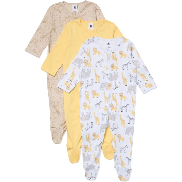 Dymples Baby Organic Cotton Coveralls 3 Pack - Yellow &amp; Brown - Size 000