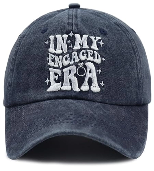 KKMKSHHG Funny Engaged Hat for Women Men, Adjustable Embroidered Cotton Baseball Cap - Navy - One Size