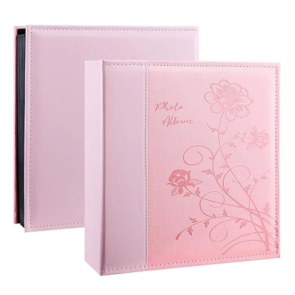 Artmag Photo Album 4x6 600 Photos, Extra Large Capacity Leather Cover Wedding Family Photo Albums Holds 600 Horizontal and Vertical 4x6 Photos with Black Pages(Pink) - 600 Pockets - Pink