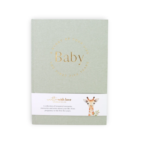 Baby Memory Book - Sage Green Linen