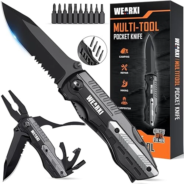 WEARXI Geschenke für Männer, Multitool Taschenmesser, Ostergeschenke Männer Erwachsene, Männergeschenke, Geburtstagsgeschenk Gadgets für Männer, Messer Outdoor, Vatertag, Vatertagsgeschenk für Papa - Wearxi