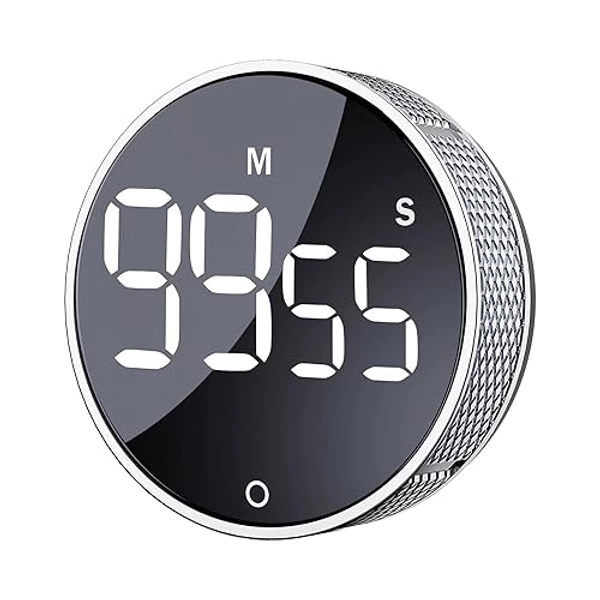 AVINIA Küchentimer Große LED Magnetischer Digitaler Countdown Countup Timer Visuelle Timer Einfach für Kinder Senioren Lehrer und für das Klassenzimmer Hausaufgaben Kochen Fitness Backen Lernen Silber - Silber